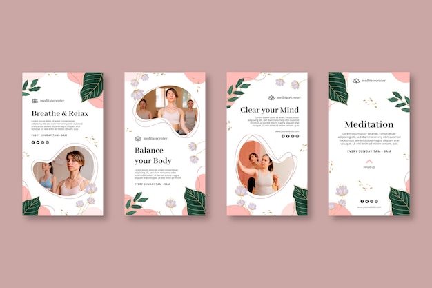Modelo de histórias do instagram de meditação e atenção plena