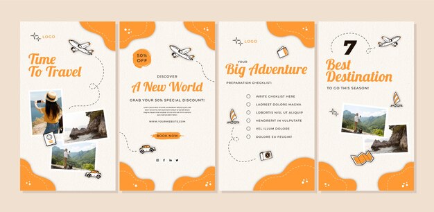 Modelo de histórias do Instagram de viagens desenhado à mão