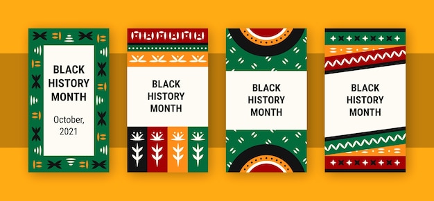 Vetor grátis modelo de histórias do instagram do mês da história negra