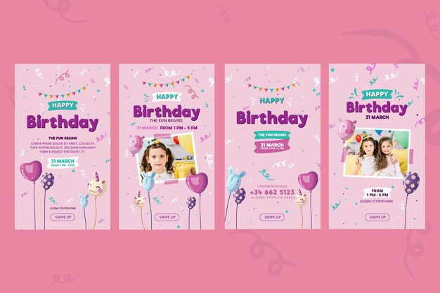 Modelo de histórias instagram de aniversário infantil