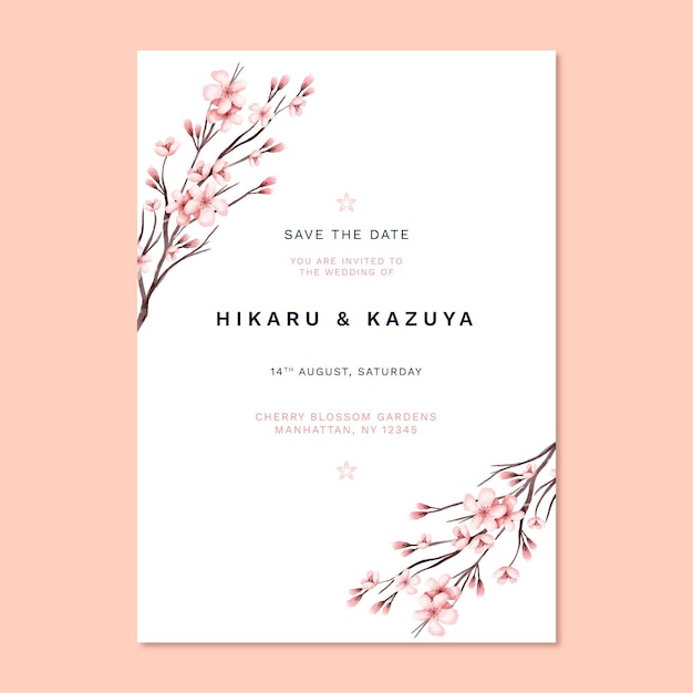 Modelo de impressão de convite de casamento japonês