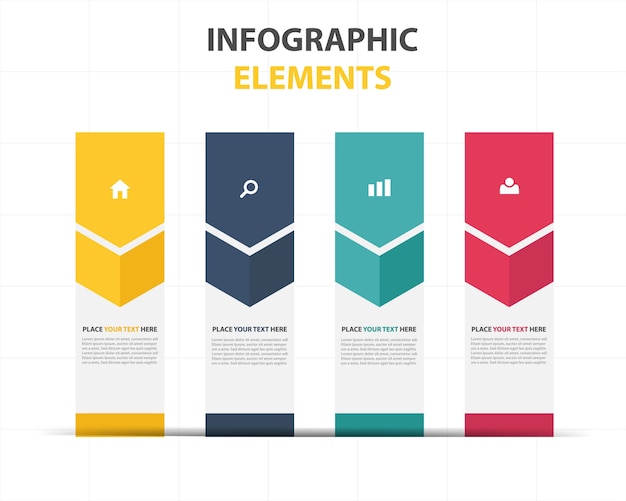 Modelo de infografia de negócios abstrato colorido da seta