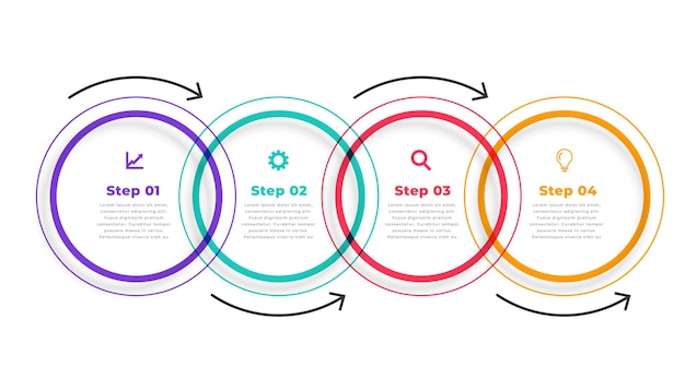 Modelo de infográfico circular direcional de cinco etapas