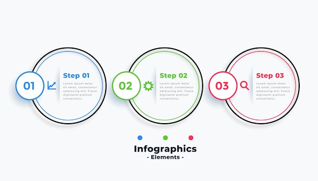 Modelo de infográfico circular profissional de três etapas