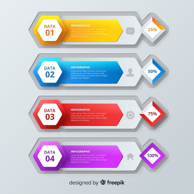 Modelo de infográfico colorido passo