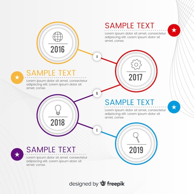 Modelo de infográfico com conceito de linha do tempo