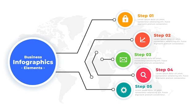 Vetor grátis modelo de infográfico com opções de fluxo de trabalho