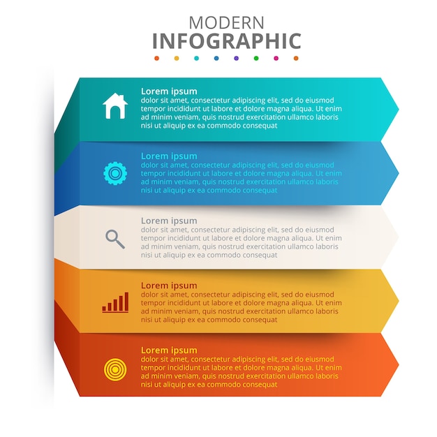 Vetor grátis modelo de infográfico de apresentação de negócios com 5 opções