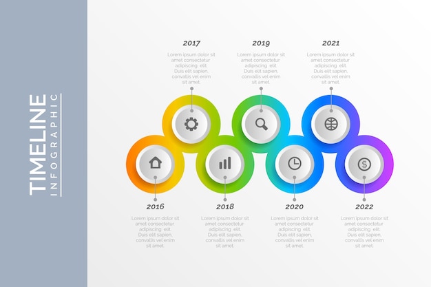 Modelo de infográfico de cronograma de gradiente