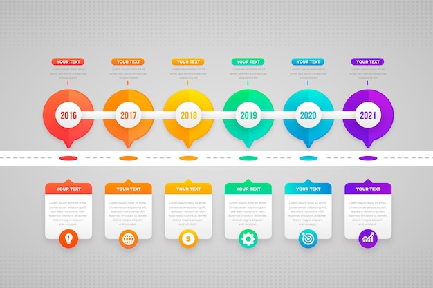 Vetor grátis modelo de infográfico de cronograma de gradiente