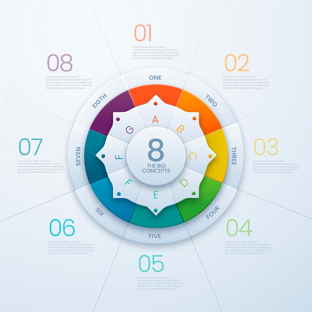 Vetor grátis modelo de infográfico de diagrama circular realista