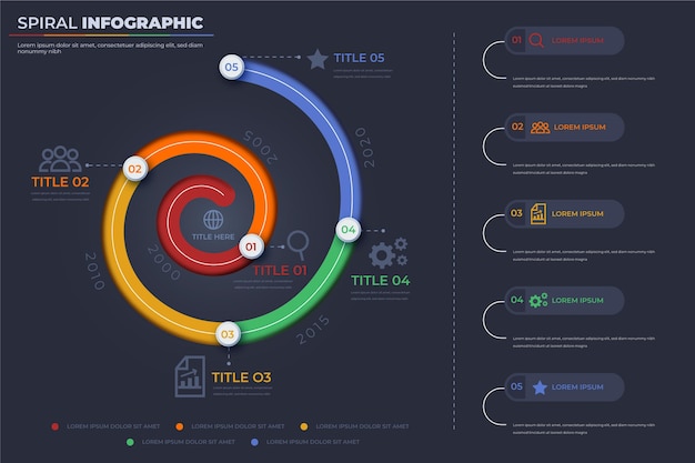 Modelo de infográfico de espiral colorida