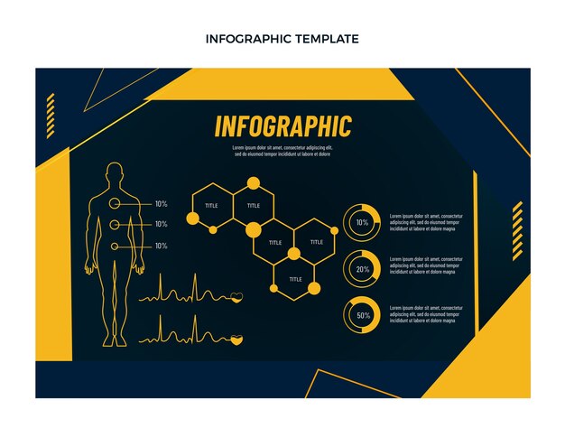 Modelo de infográfico de fitness design plano