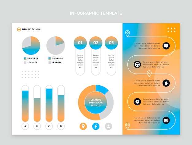 Vetor grátis modelo de infográfico de gradiente para autoescola