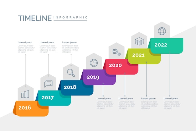 Vetor grátis modelo de infográfico de linha do tempo plana