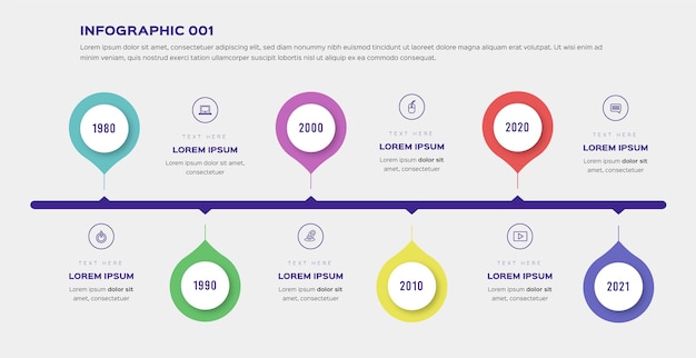 Vetor grátis modelo de infográfico de linha do tempo plana