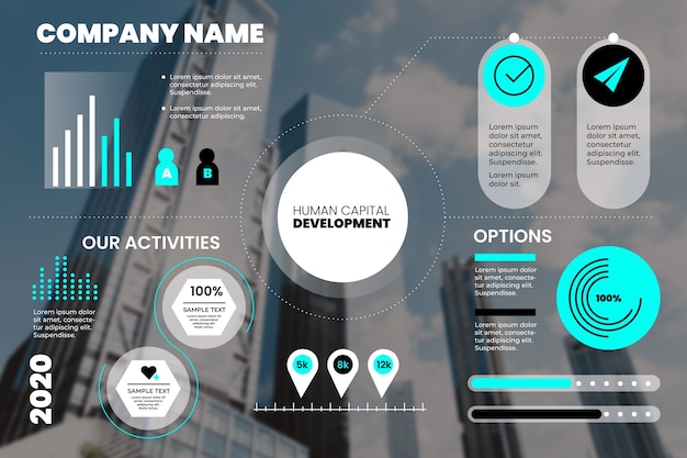 Modelo de infográfico de negócios com estatísticas