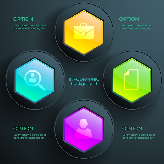 Vetor grátis modelo de infográfico de negócios com quatro etapas