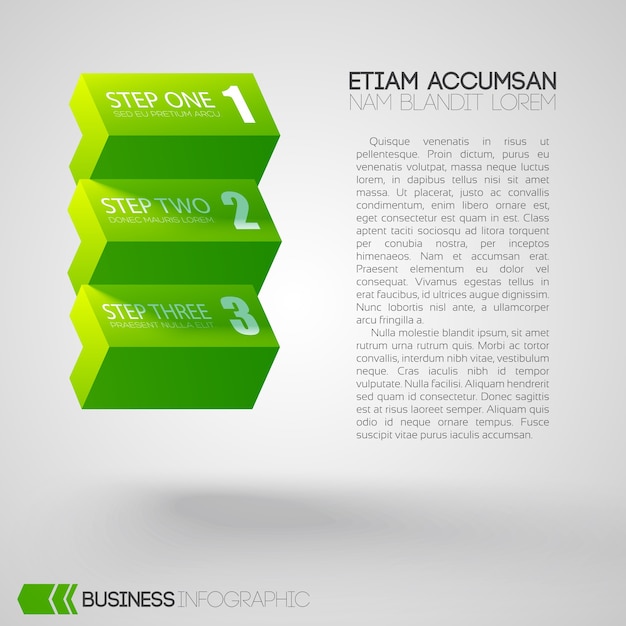 Modelo de infográfico de negócios com três etapas