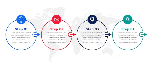 Vetor grátis modelo de infográfico de negócios de quatro etapas