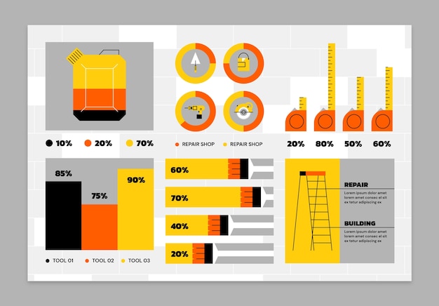 Vetor grátis modelo de infográfico de negócios e serviços de oficina de reparação automóvel