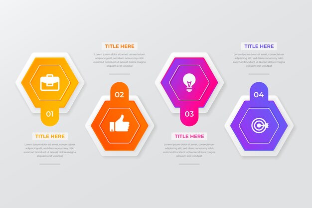 Modelo de infográfico de processo gradiente