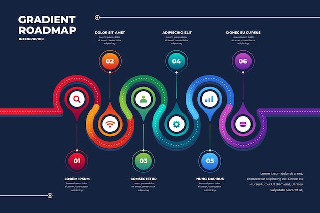 Vetor grátis modelo de infográfico de roteiro de gradiente