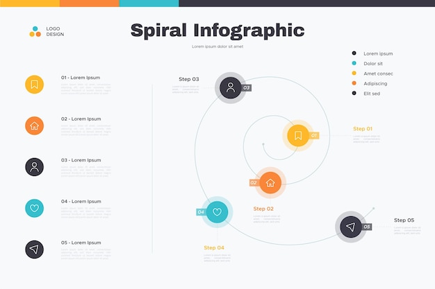 Vetor grátis modelo de infográfico em espiral