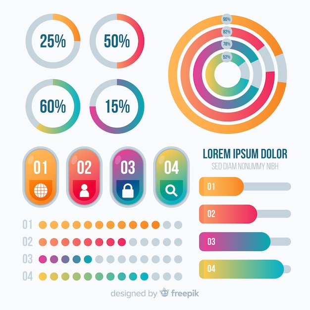 Modelo de infográfico em estilo gradiente colorido
