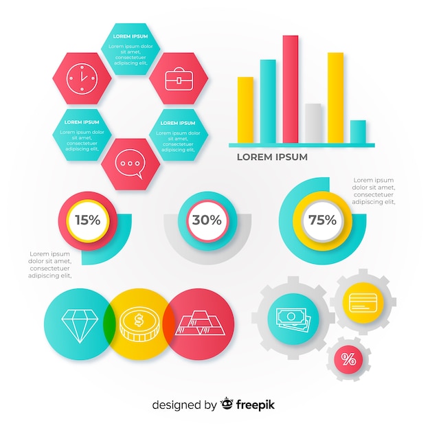 Modelo de infográfico em estilo gradiente