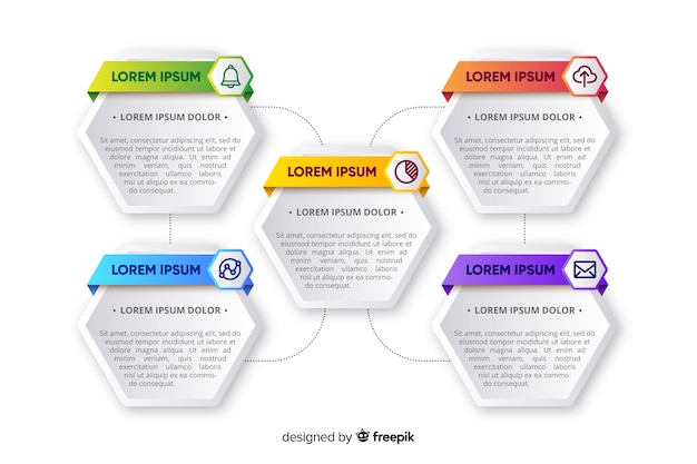 Modelo de infográfico em estilo gradiente