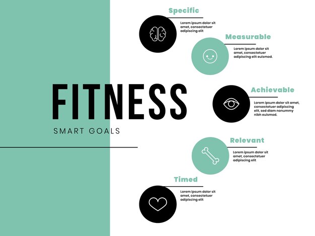 Modelo de infográfico geral de metas inteligentes de aptidão plana minimalista