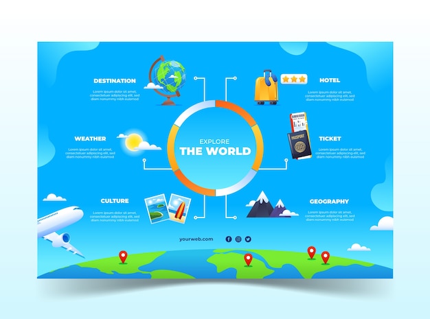 Modelo de infográfico gradiente para agência de viagens