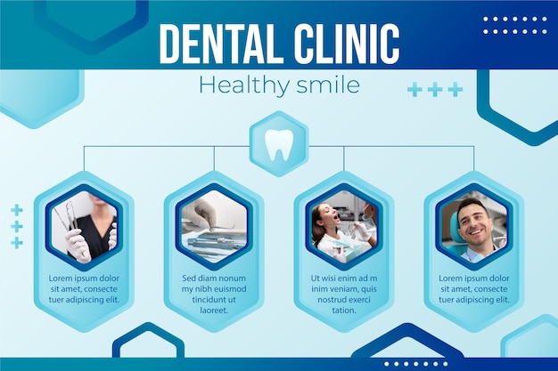 Vetor grátis modelo de infográfico gradiente para negócios de clínica odontológica