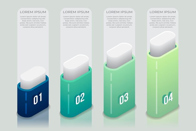 Modelo de infográfico isométrica gradiente azul