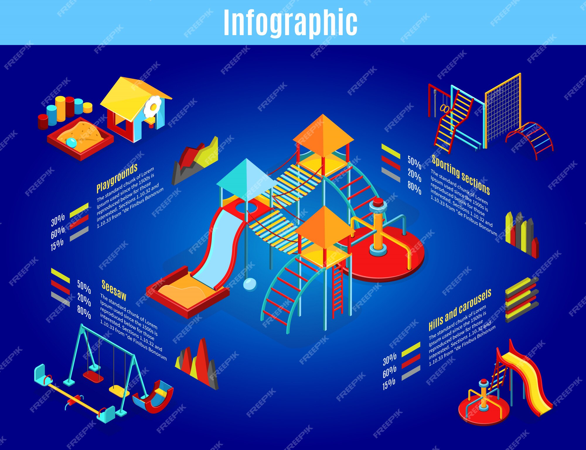 Jogando infográficos isométricos de xadrez com gráficos coloridos