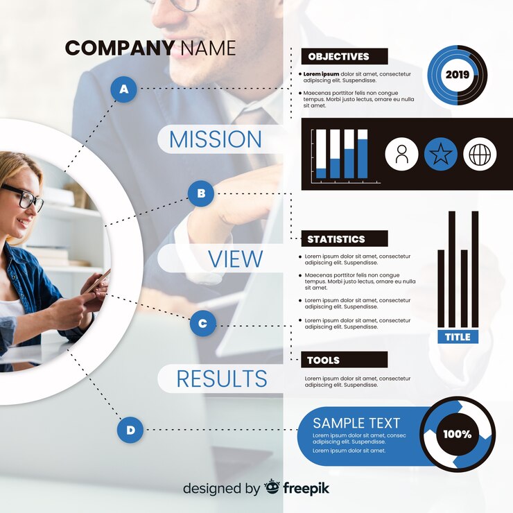 Vetor grátis modelo de infográfico para negócios com foto