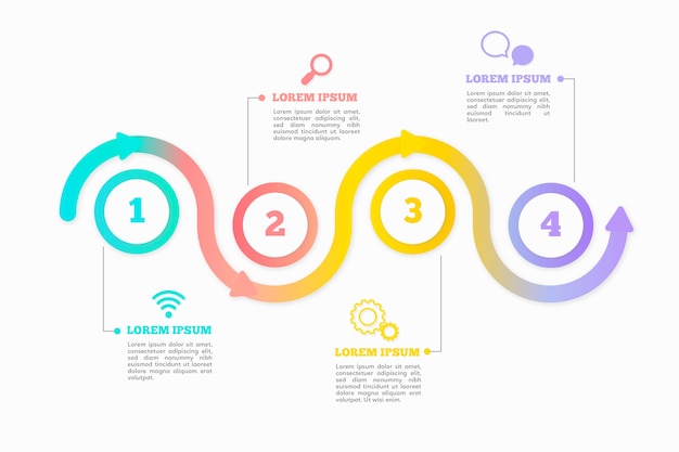 Modelo de infográfico timeline plana