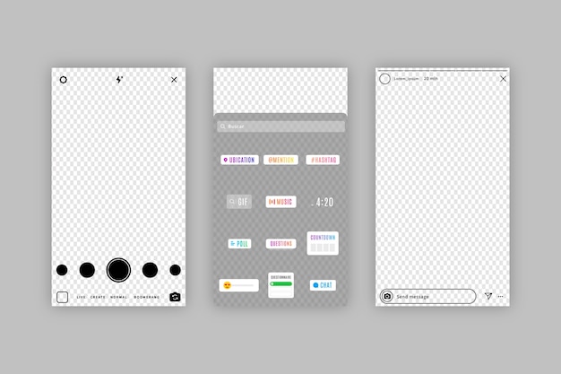 Modelo de interface de histórias do Instagram