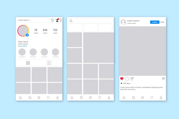 Vetor grátis modelo de interface de histórias do instagram