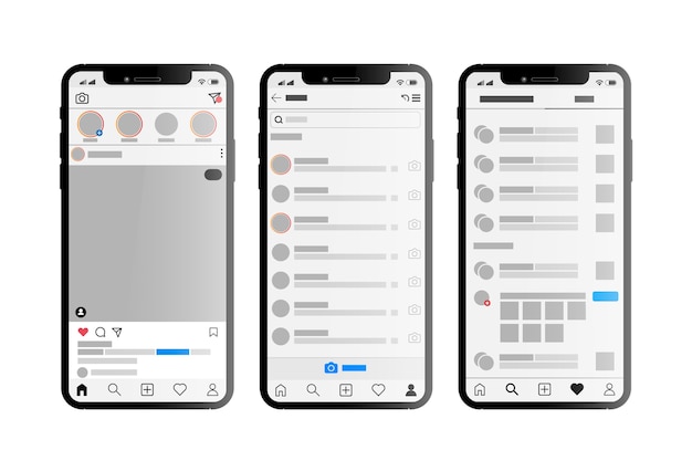 Modelo de interface de perfil do instagram com conceito móvel