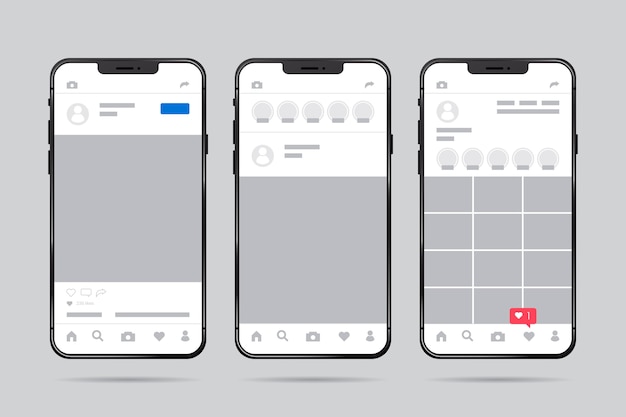 Modelo de interface de perfil do instagram com telefone celular