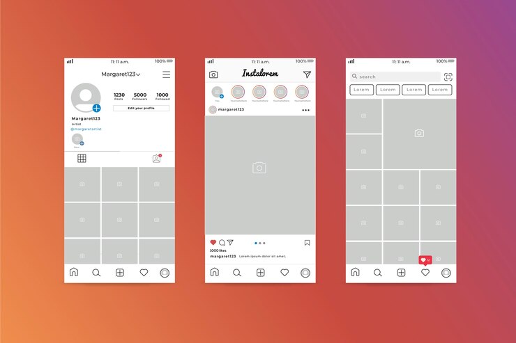 Vetor grátis modelo de interface de perfil do instagram