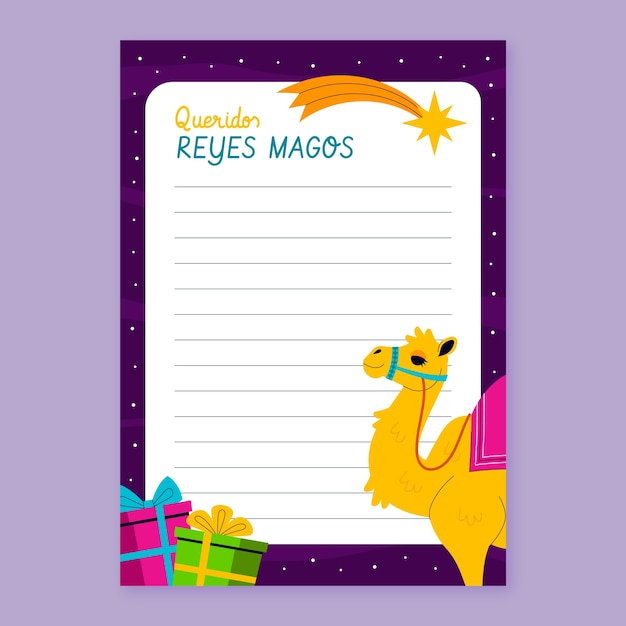 Vetor grátis modelo de letra plana para reyes magos