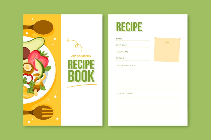 Vetor grátis modelo de livro de receitas desenhado à mão