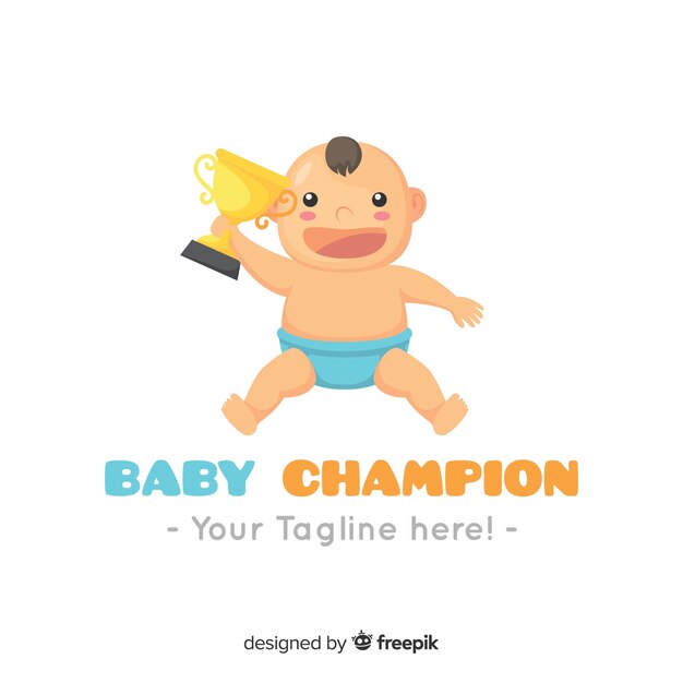 Modelo de logotipo adorável bebê com design plano