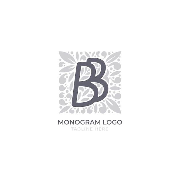 Modelo de logotipo bb design plano desenhado à mão