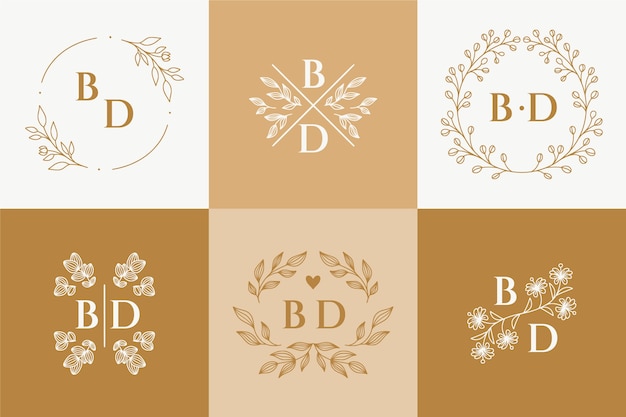 Vetor grátis modelo de logotipo bd desenhado à mão