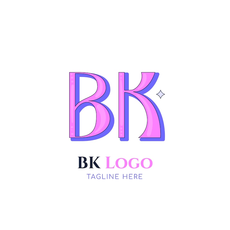 Vetor grátis modelo de logotipo bk desenhado à mão