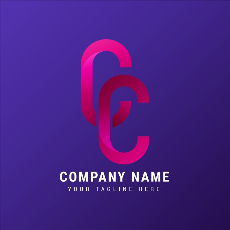 Vetor grátis modelo de logotipo cc gradiente